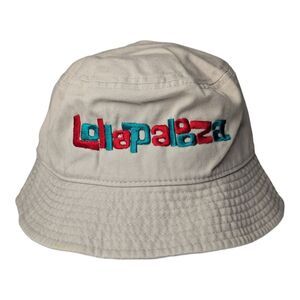 Lollapalooza Bucket Hat Tan Brown Stitched Graphic